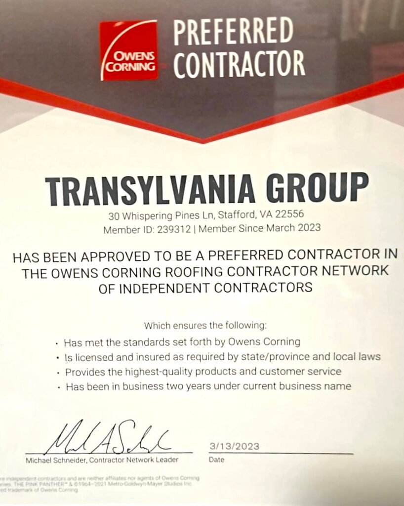 Fixed Roofing Certificate